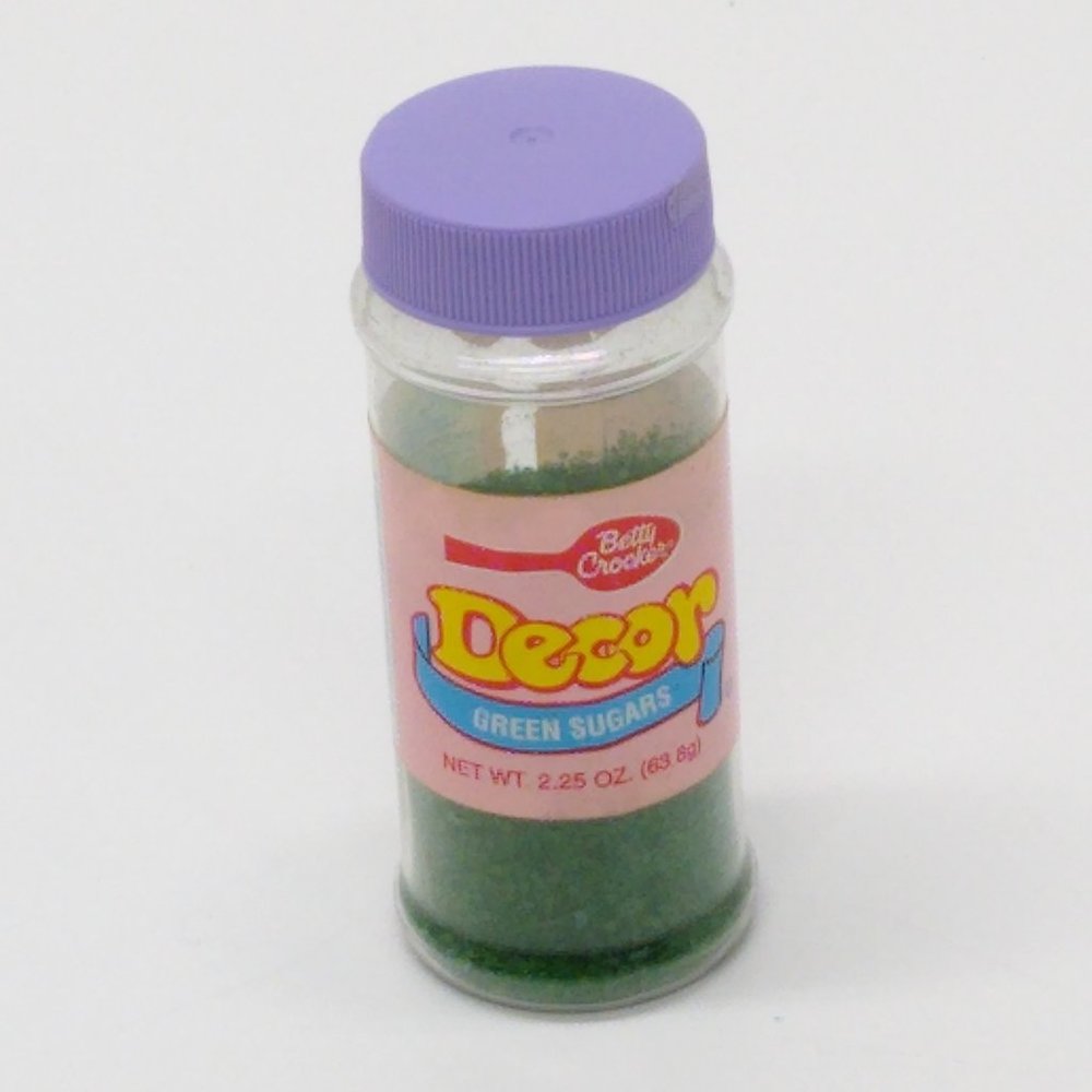 Betty Crocker 1980s Sprinkle Jar Green Sugar General Mills Contents Unusable VTG